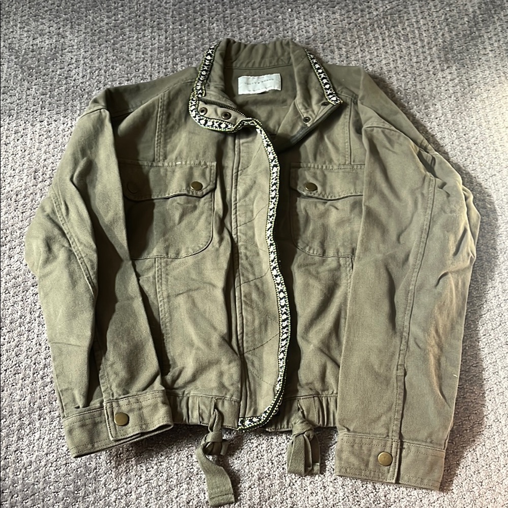 Lucky Brand Olive Green Utilitarian Jacket Adjustable Waist